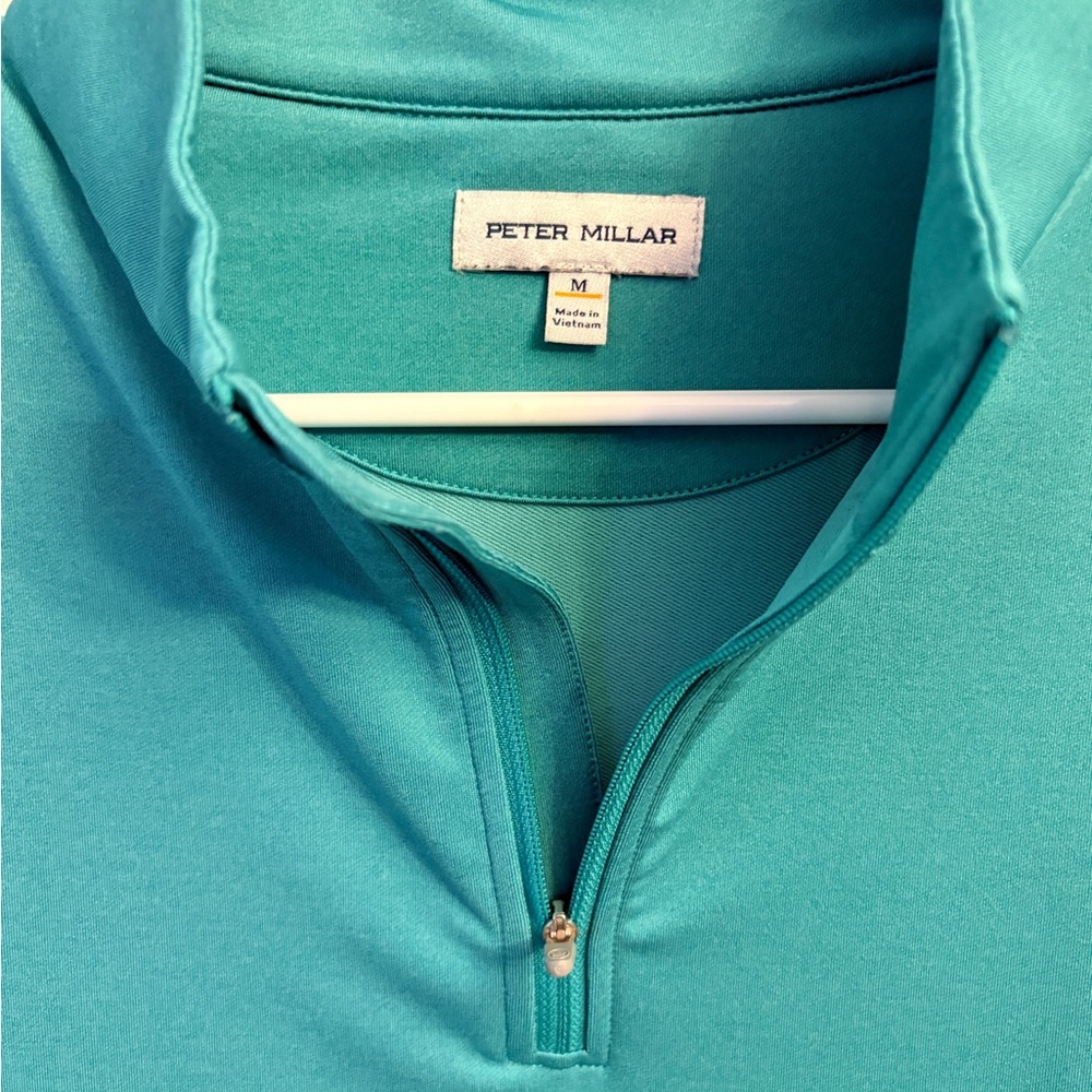 Peter Millar Teal Quarter-Zip Pullover. Size Medium
